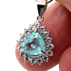 Paraiba Tourmaline 1.71ct Gold Silver Pendant